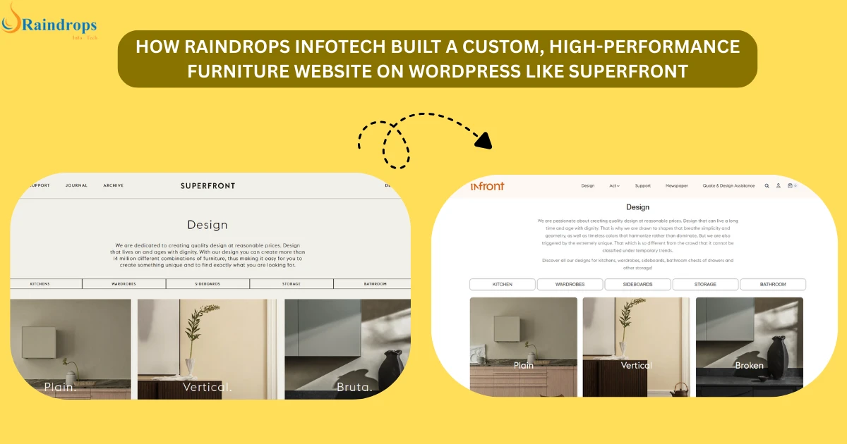 How Raindrops Infotech created replica of a furniture e commerce website Superfront.