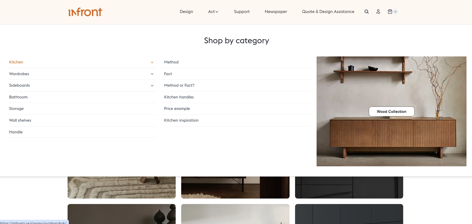 Detailed product page of Infronts- furniture ecommerce website developed by Raindrops Infotech.