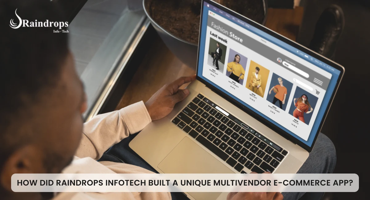 A man using a multivendor food ordering app developed by Raindrops Infotech for quick order-and-pick services